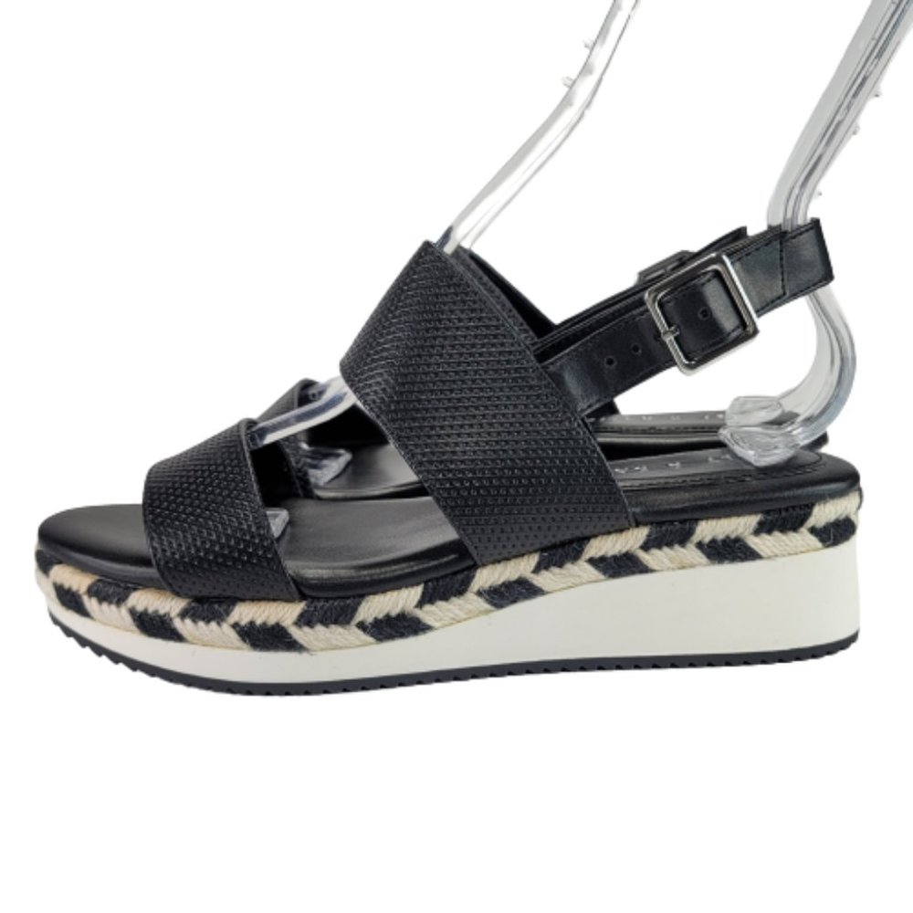 Kelly & Katie Poliana Espadrille Black White Platform Wedge Sandal Shoes Sz 8 - Picture 5 of 12